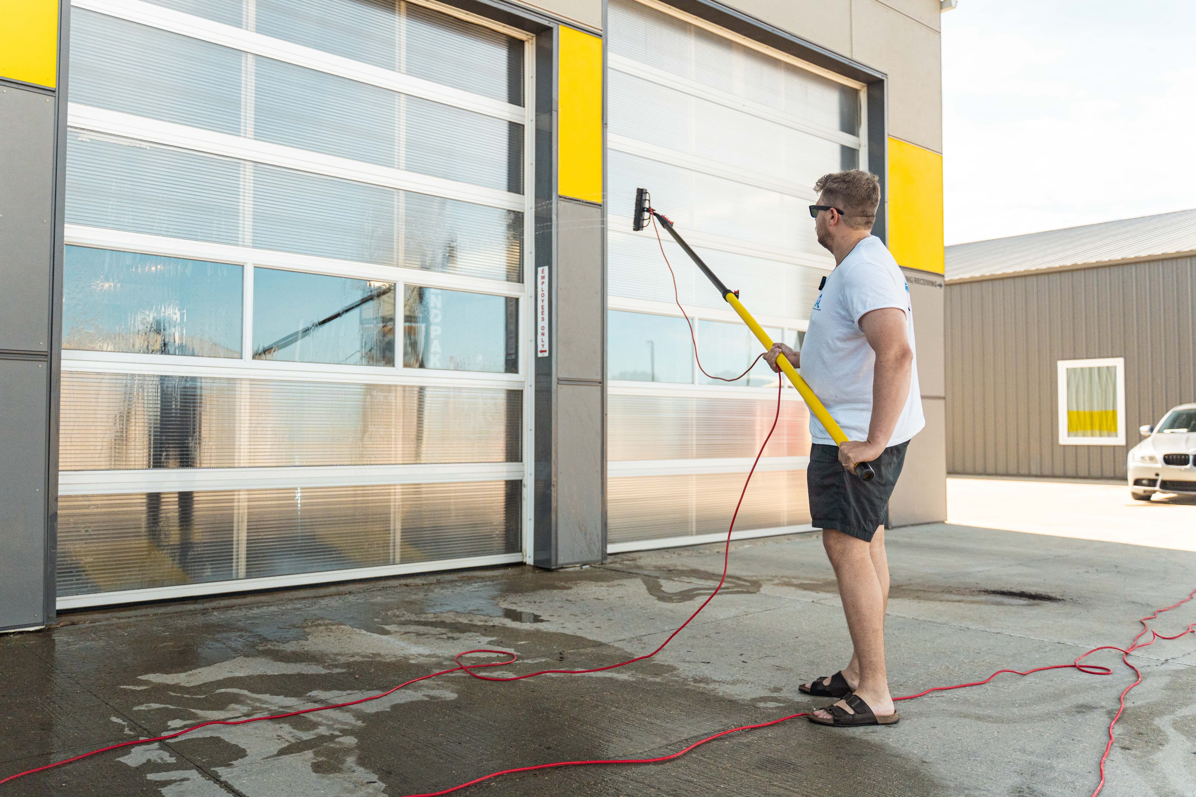 Wiebe's Window Cleaning team at work